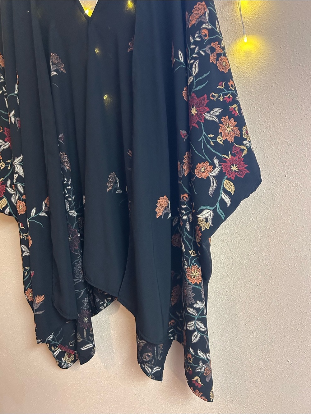 ODDY Black Floral Kimono Plus Size One  Size - Picture 4 of 11
